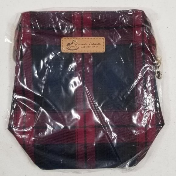 Waterproof Plaid Large Opening Makeup Cosmetic Bag - Picture 8 of 14